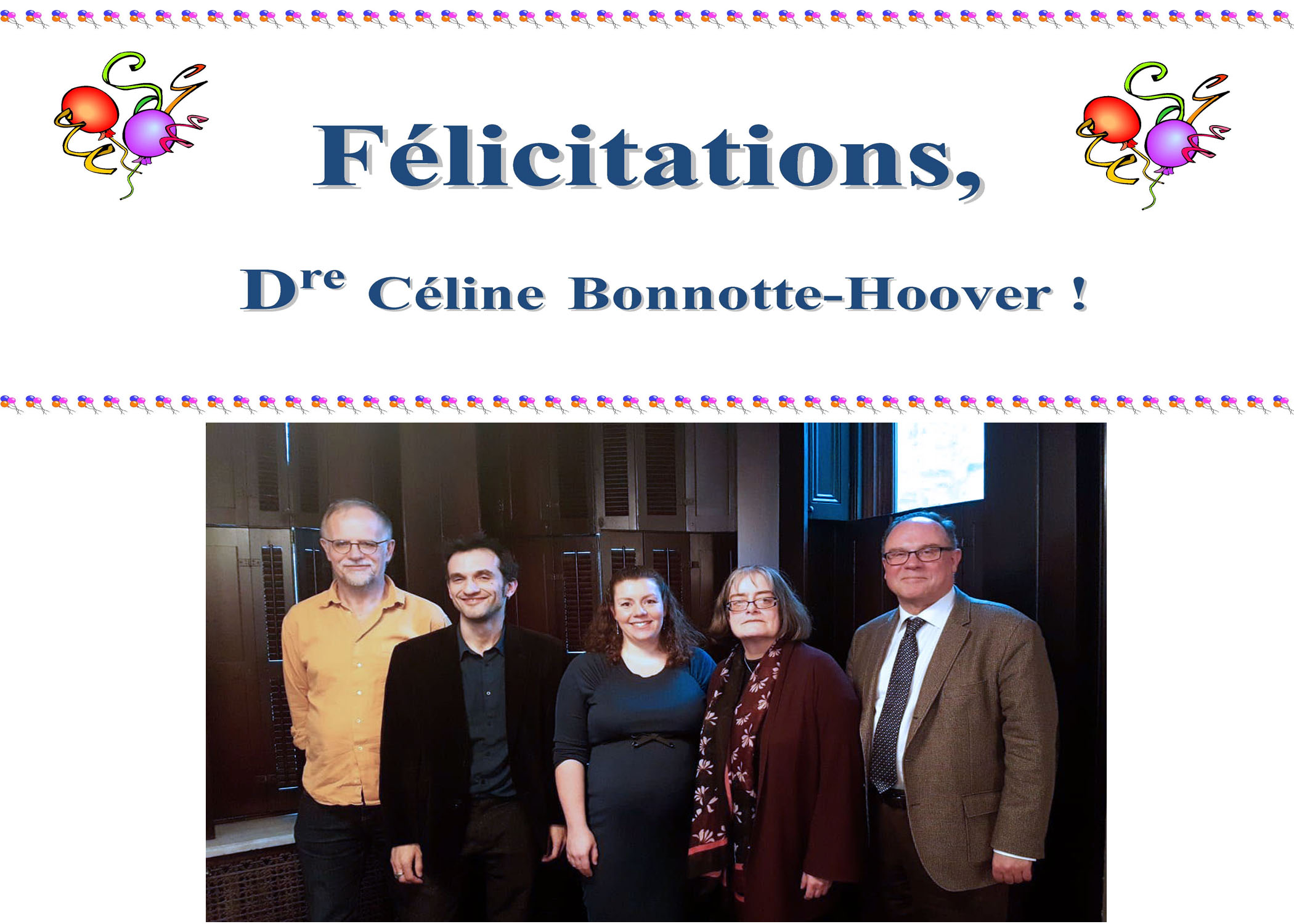 Félicitations, Dre Bonnotte-Hoover !